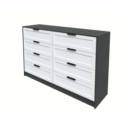 Kомод Тренд КТ-К157 (Антрацит ЛДСП/ Белый ЛМДФ) Ш1565 В1020 Г451